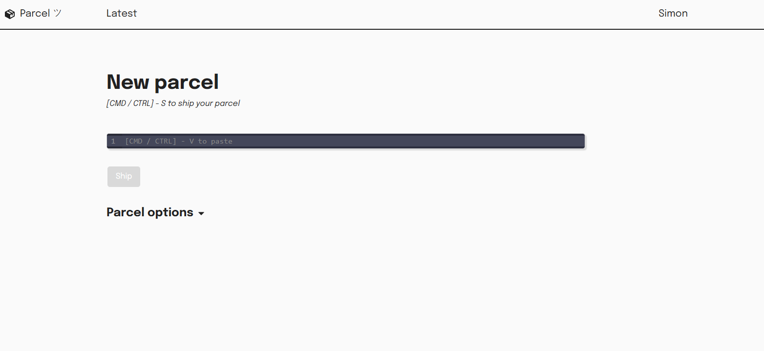 A screenshot from prcl.dev