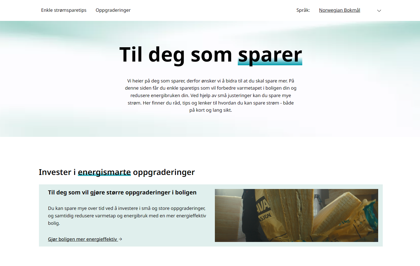 Screenshot from sparenergi.no