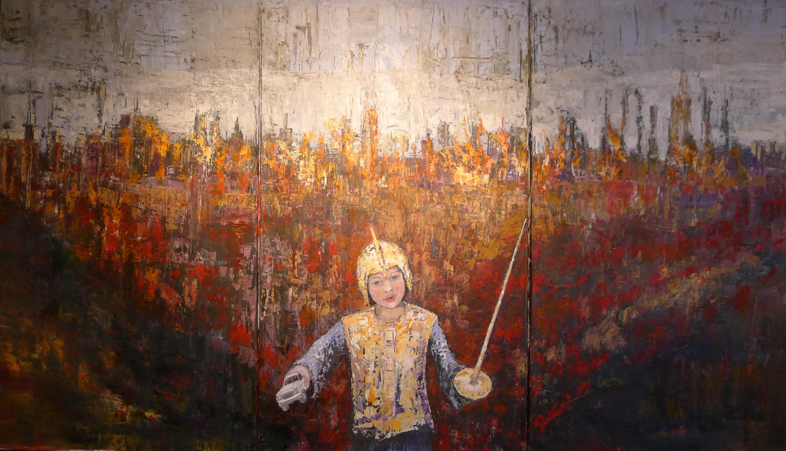 The Reconquest, 2006, oil on paper on canvas, 240 x 140 cm