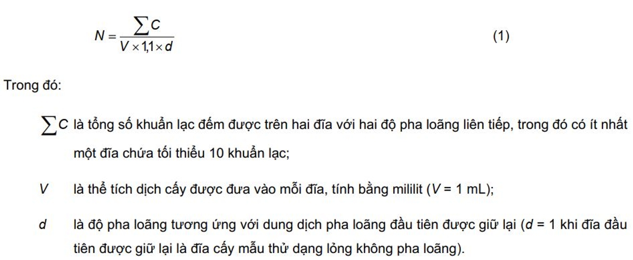 Công thức tính nấm men và nấm mốc