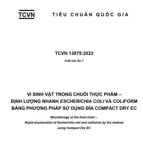 TCVN 13875 2023 định lượng Escherichia coli và coliform bằng compact dry EC