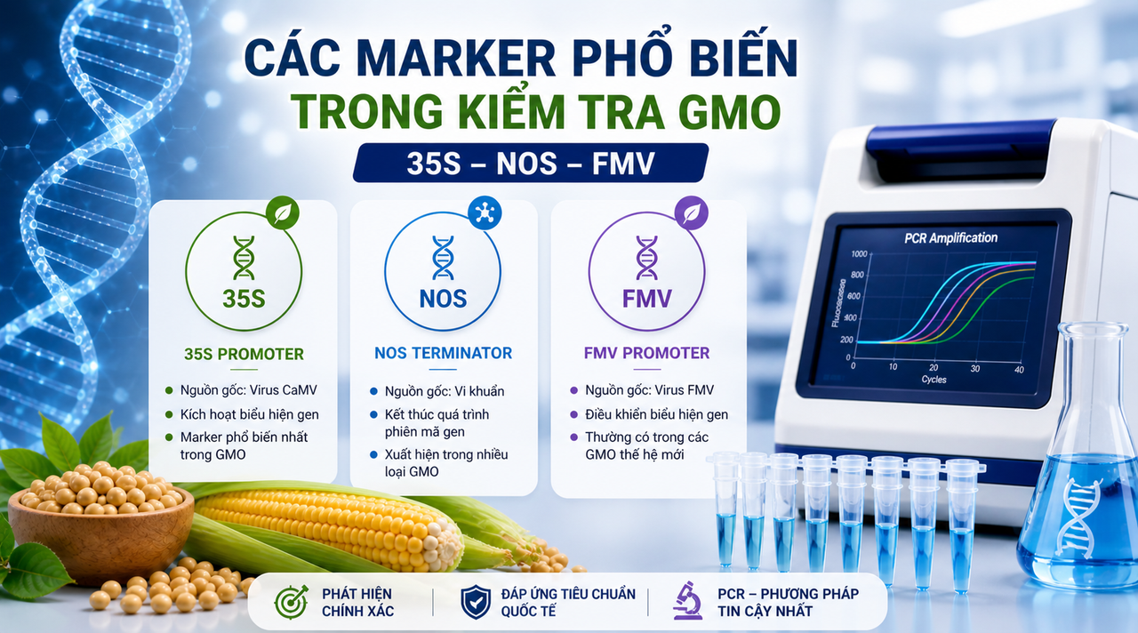 Các marker phổ biến trong kiểm tra GMO 35S, NOS, FMV