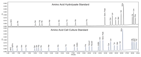 Hình 1. Sắc ký đồ chuẩn thủy phân và chuẩn nuôi cấy tế bào / Standard chromatograms