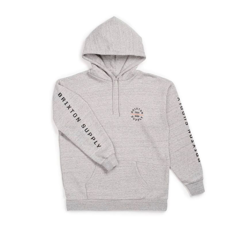 grey hoodie with black text