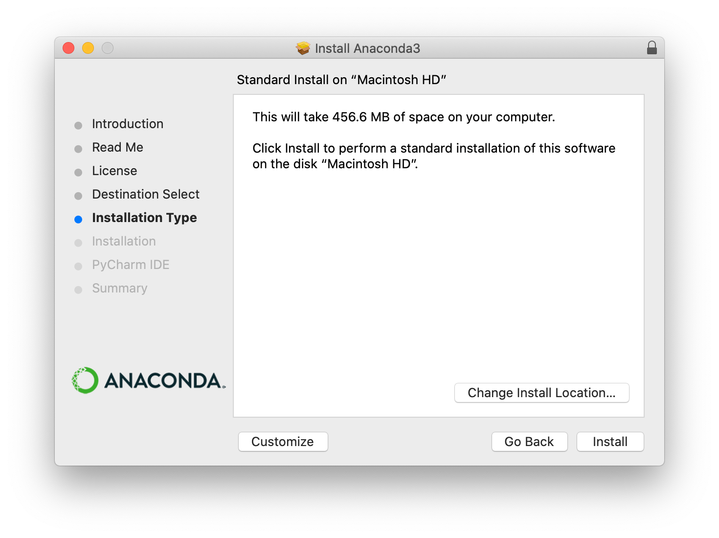 Anaconda installer screenshot step 4