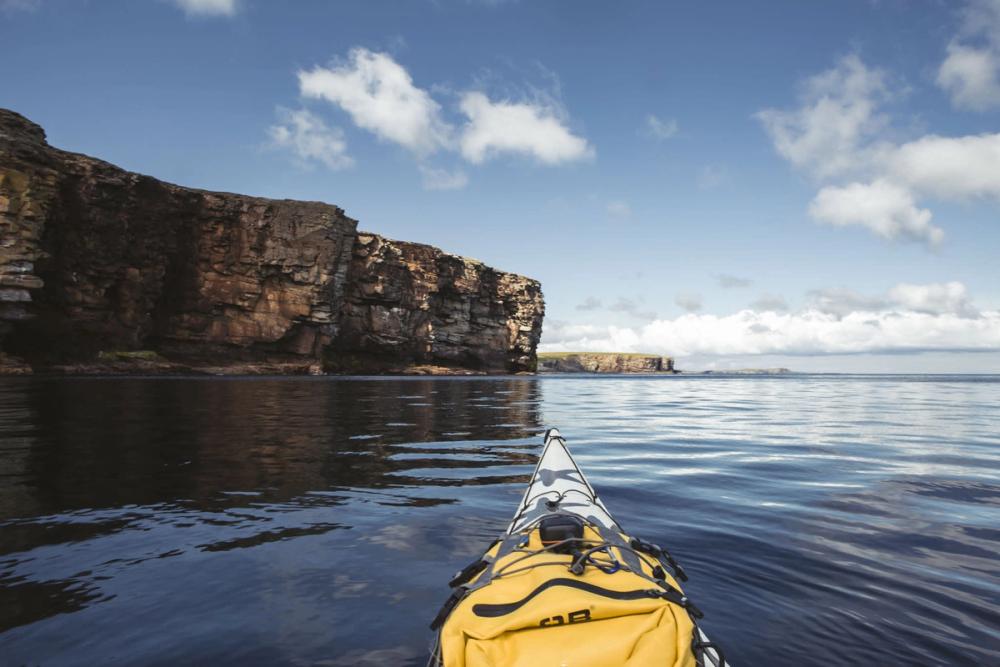 View of cliffs from a kayak