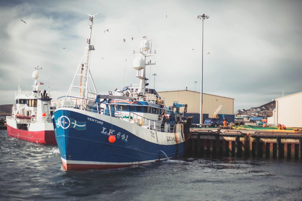 Fishing boat in Scalloway harbour