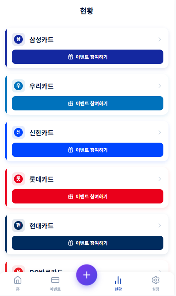 참여가능한 카드사 현황