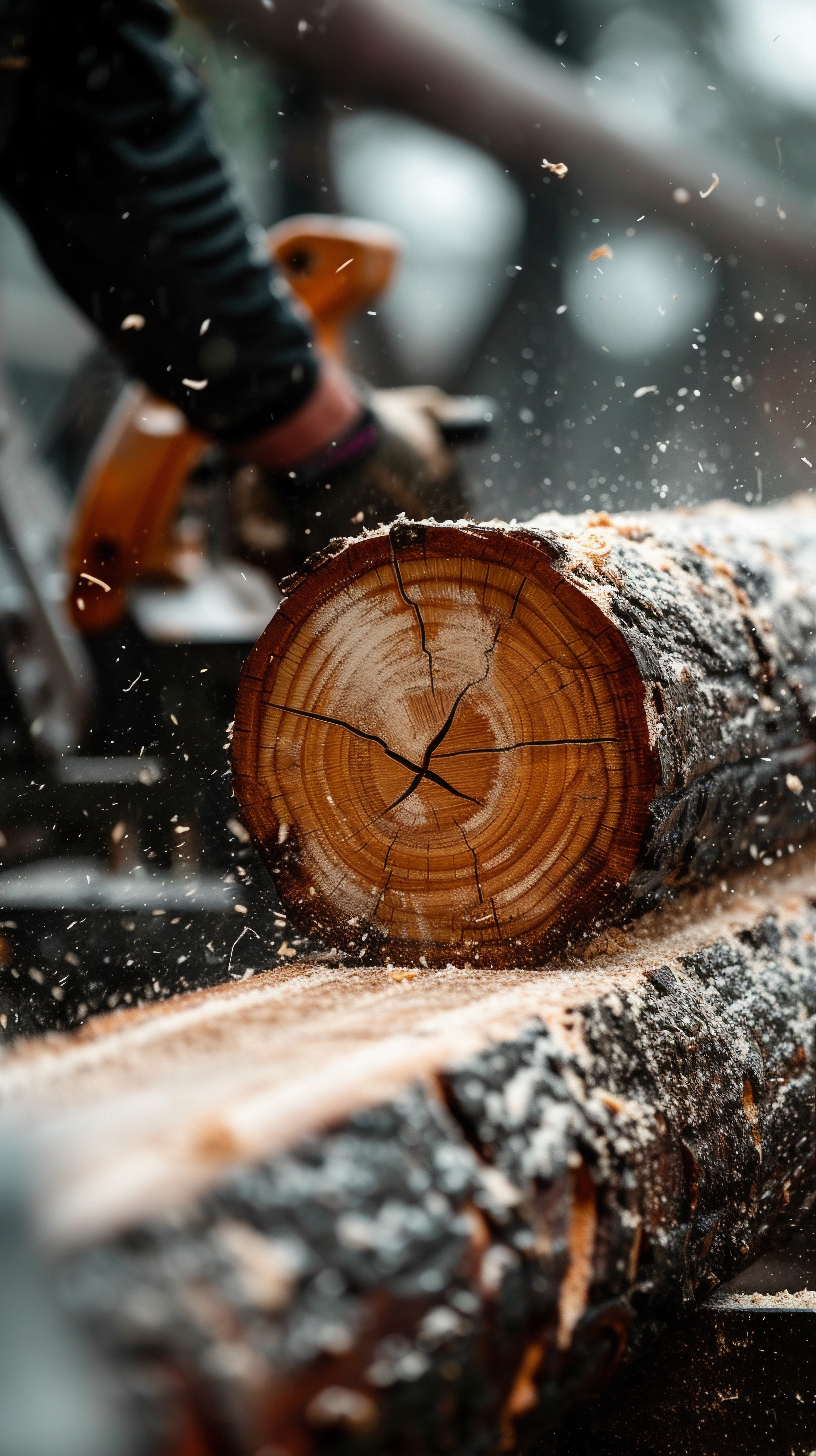 Log transport to saw line cutting
