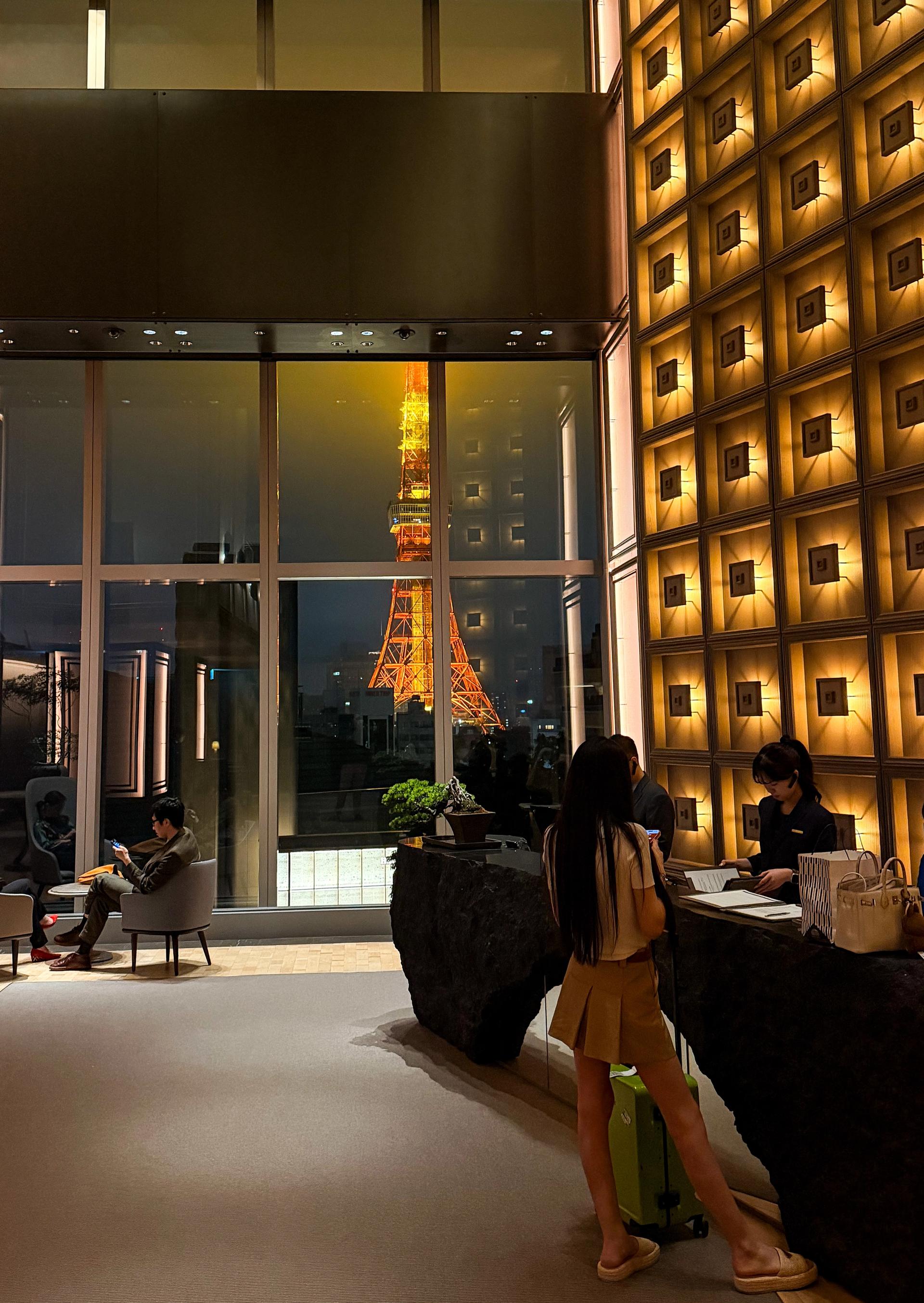 Premier Room terrace at Janu Tokyo overlooking the Azabudai Hills skyline, Minato, Tokyo