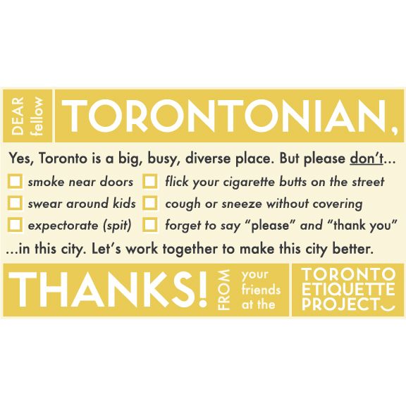 Toronto Etiquette Project by Christopher Rouleau
