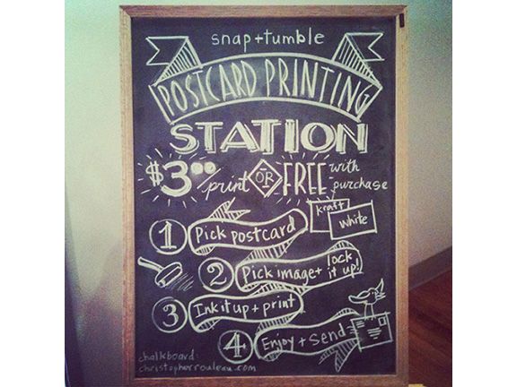 Postcard printing station by Christopher Rouleau