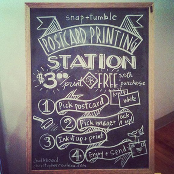 Postcard printing station by Christopher Rouleau