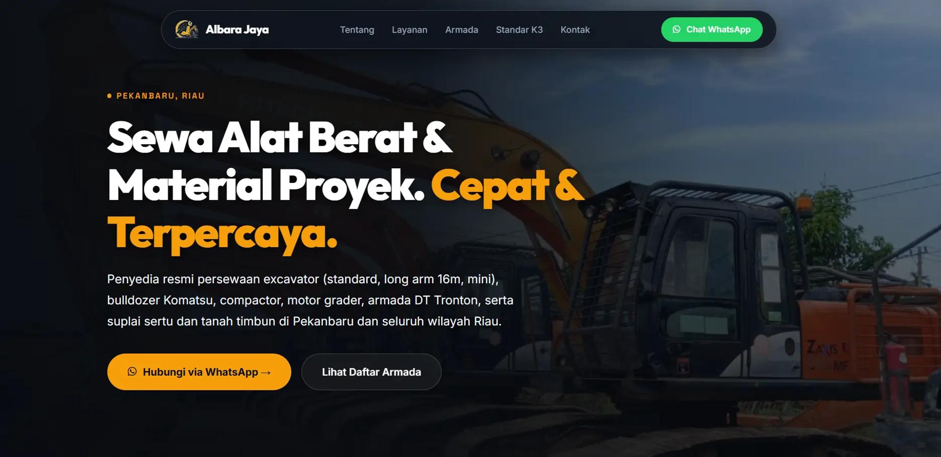 Homepage of the CV Albara Jaya website