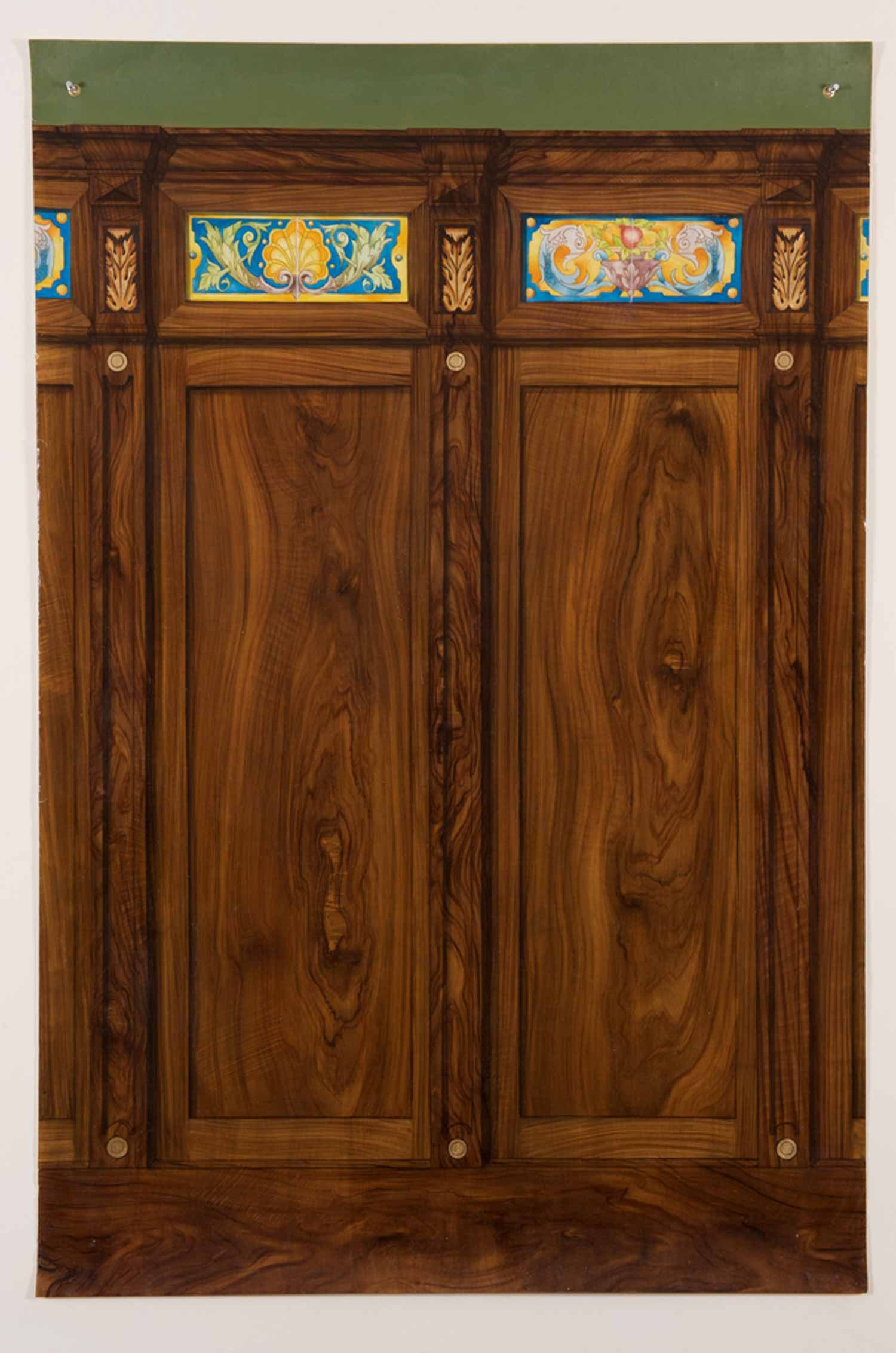 Walnut Wainscot (2007-2008) oil and varnish on paper, 100 x 150 cm. Photo: Michael De Lausnay.