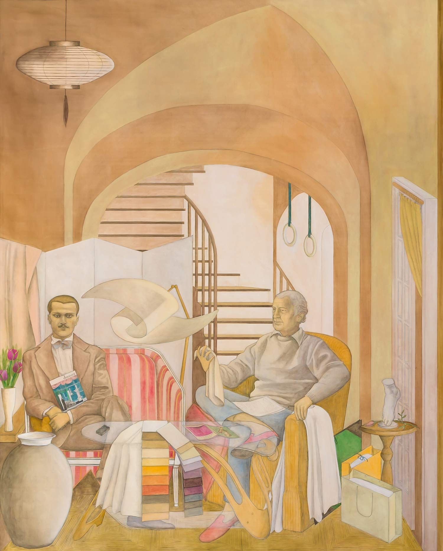 Backdrop mural for the display of statues (detail) (2023) acrylic and oil on canvas, 300 x 870 cm (2 x canvases, 300 x 550 cm, 300 x 320 cm). Image Credit: Useful Art Services.