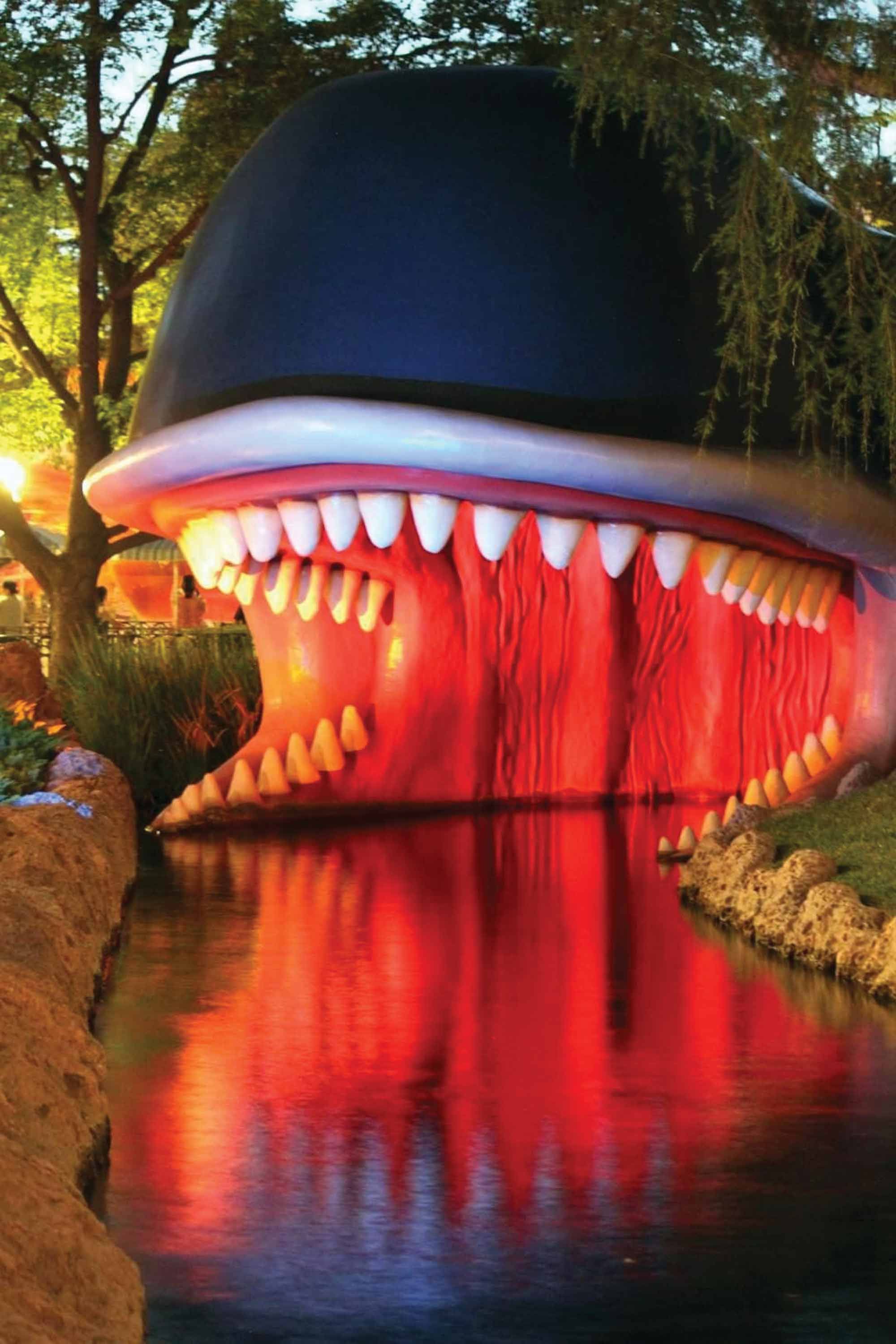Monstro the whale at the entrance to the Storybook Land Canal Boats ride at Disneyland, Anaheim, California.