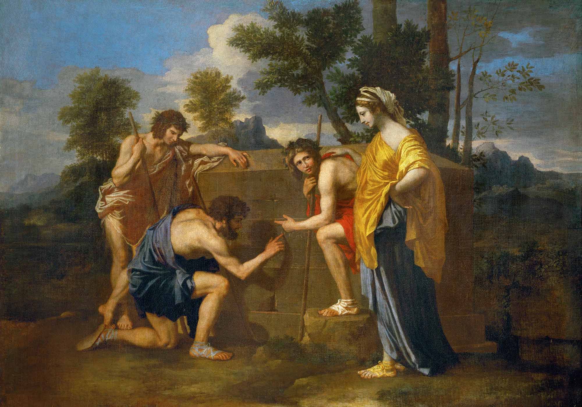 Nicolas Poussin, The Arcadian Shepherds (1637-38), oil on canvas, 85 cm × 121 cm. Courtesy of the Musée du Louvre, Paris.