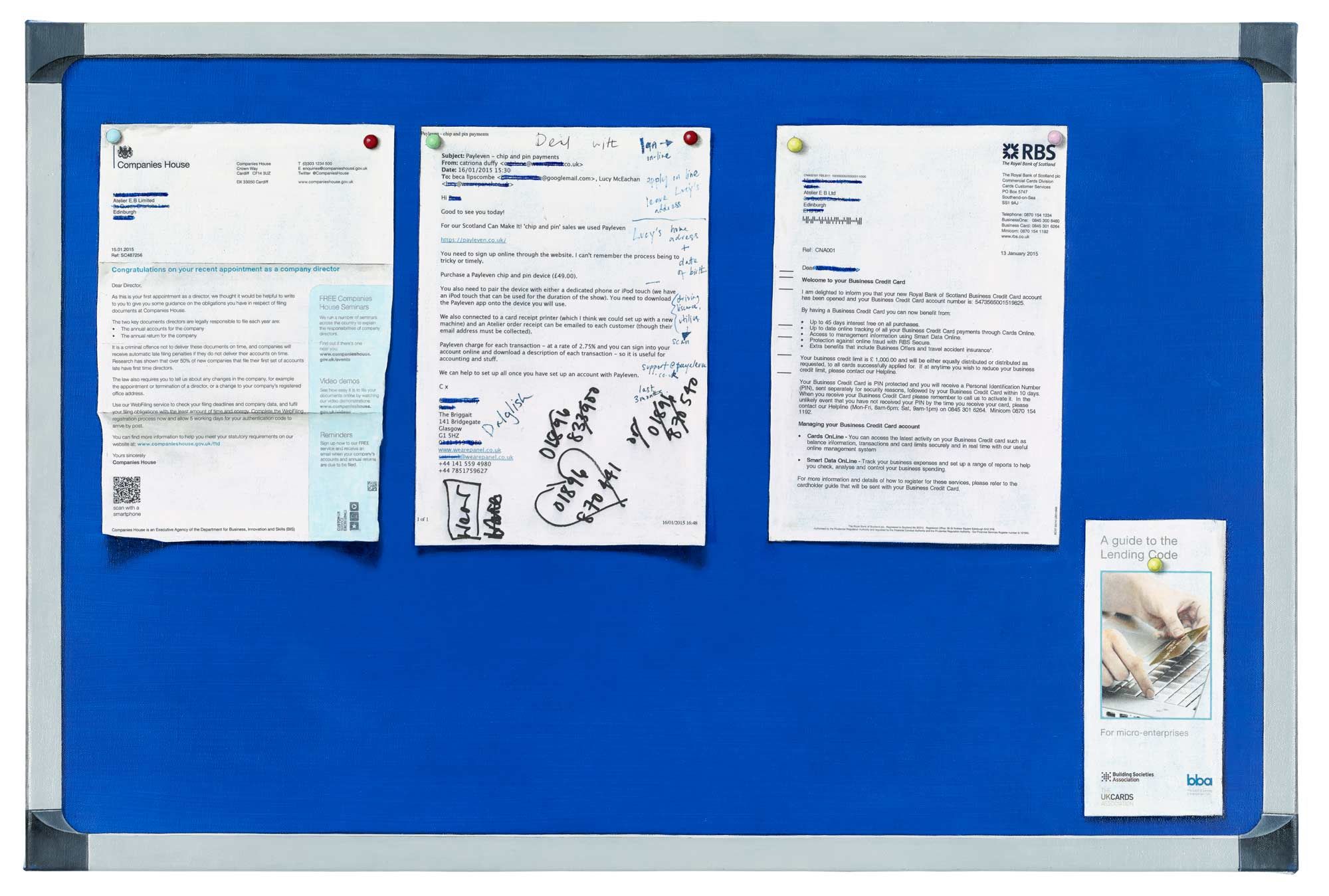 Quodlibet XLVI (2015) oil and collage on canvas, 60 x 90 cm. Photo: Galerie Buchholz.