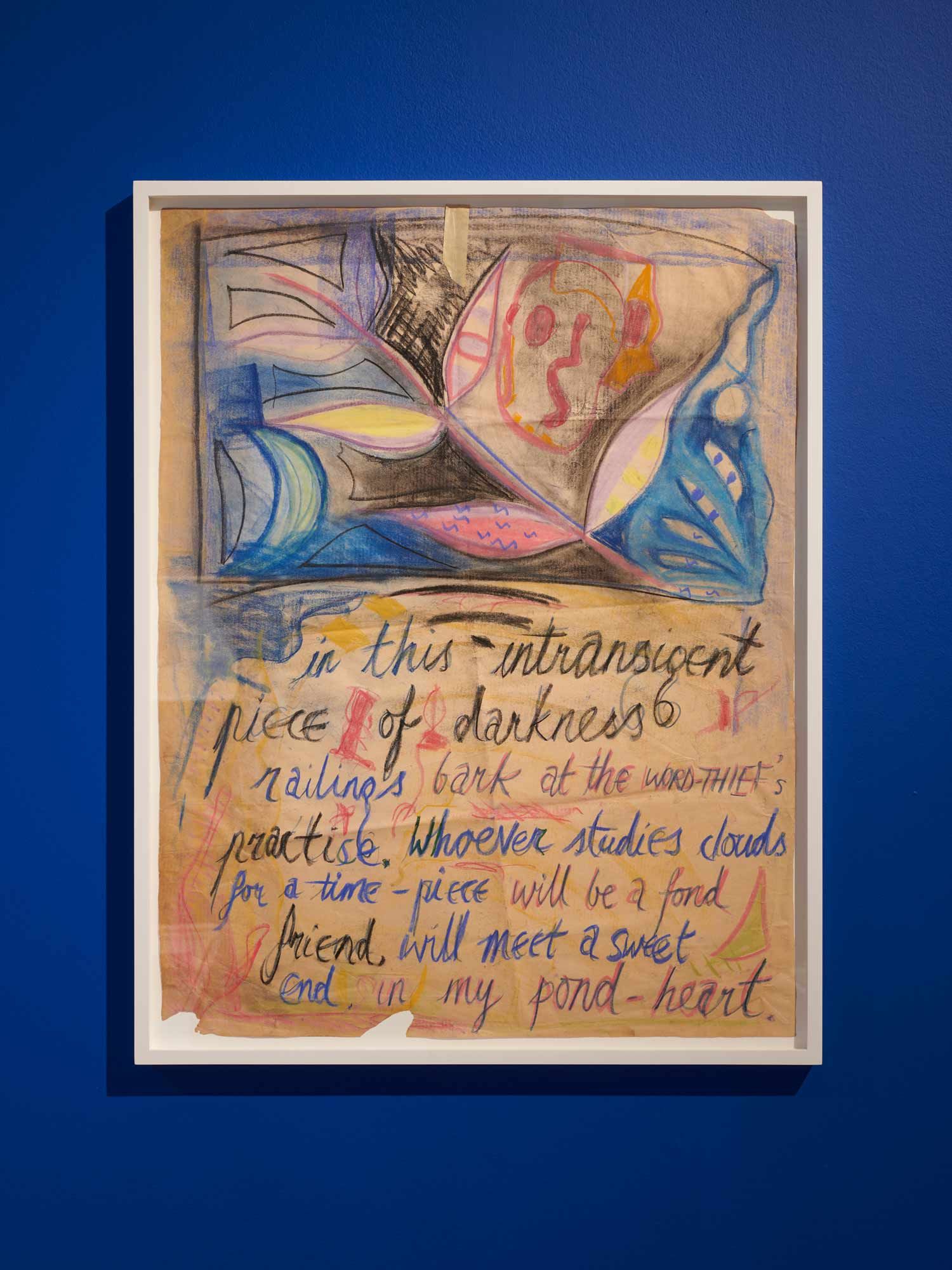 Figure 2: Untitled (‘in this intransigent piece of darkness’), c. 1970s or early 1980s, Anna Mendelssohn: Speak, Poetess, 11 October 2023 – 21 January 2024, Exhibition view, Whitechapel Gallery, London. Photo: Theo Christelis.