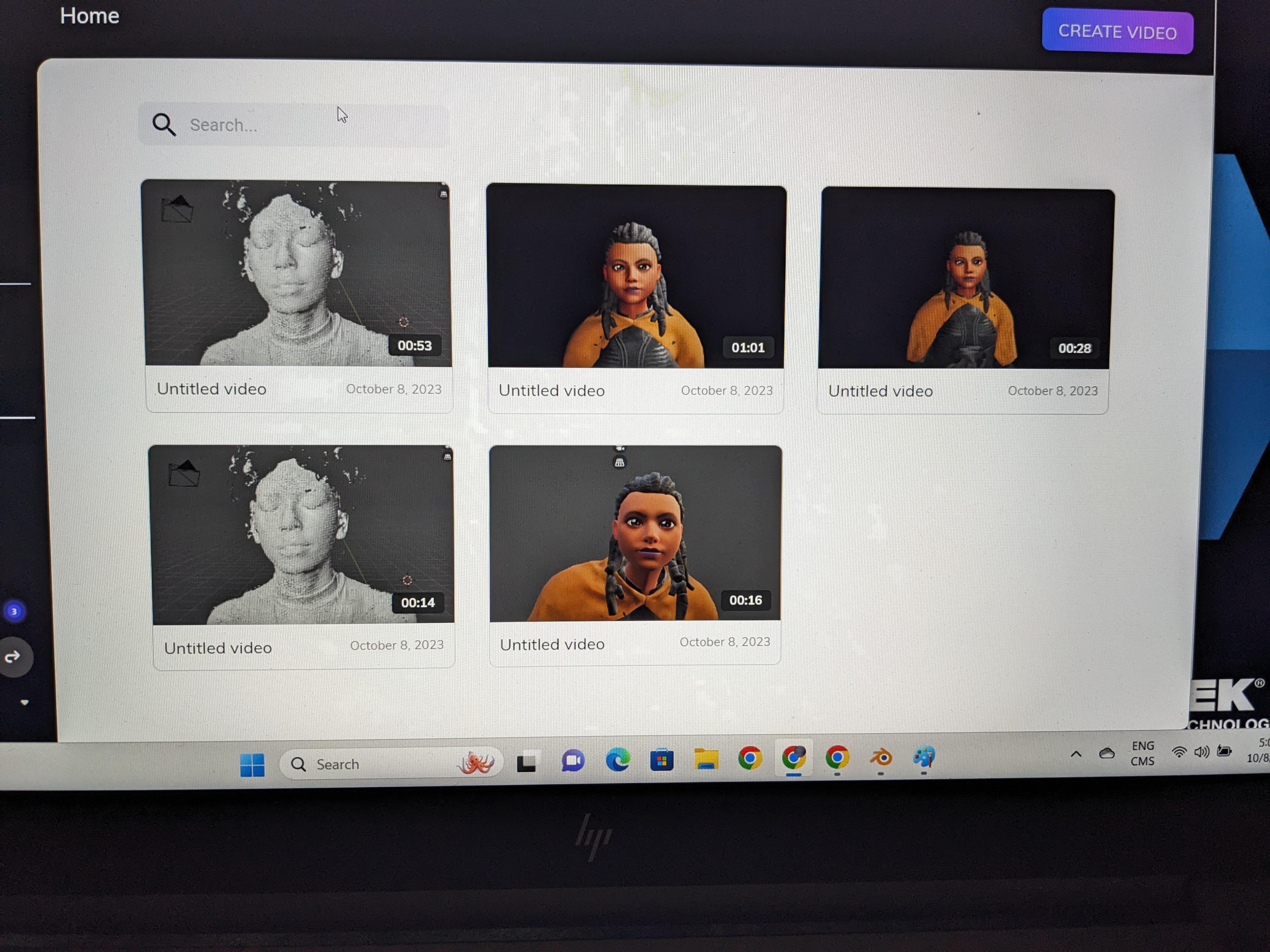 Photo by eo Studios. Photo of a computer screen showing thumbnails of 3d renderings of people