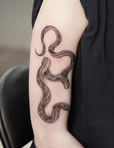 Mikrorealismus-Tattoo einer Schlange