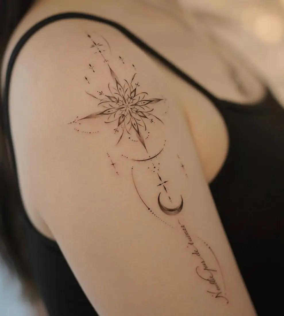 Ornamentales Fineline-Lettering-Tattoo