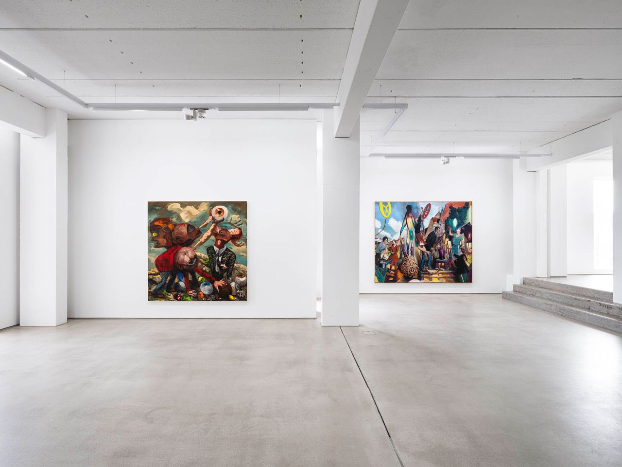 Ausstellungsansicht Dauerausstellung G2 Kunsthalle mit Werken der Sammlung Hildebrand. V.l.n.r.: Dana Schutz und Neo Rauch. Foto: dotgain.info