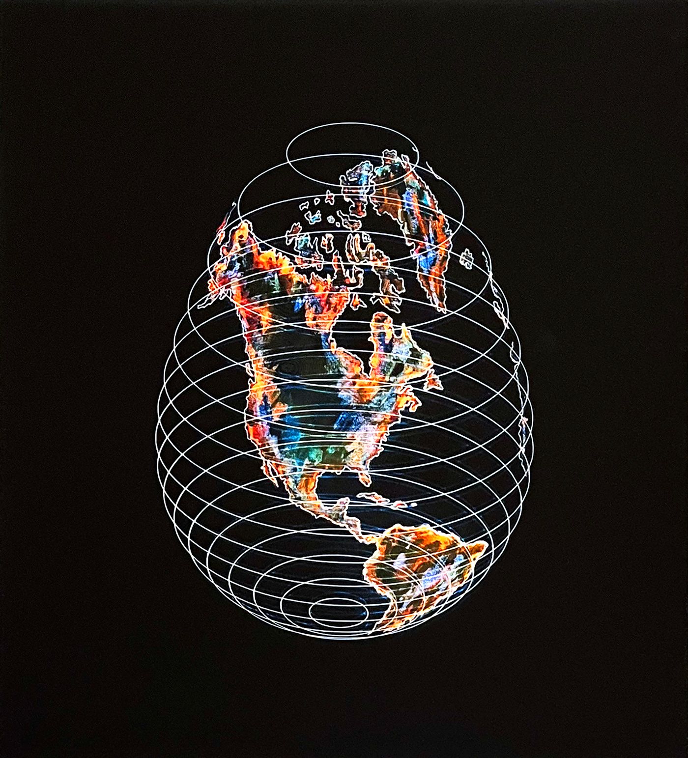 Agnes Denes: Isometric Systems in Isotropic Space – Map Projections: the Egg (the Americas), 2014, archival inkjet print on rag paper, 44 x 40.30 cm, courtesy of the artist, Leslie Tonkonow Artworks + Projects, New York and acb Gallery, Budapest