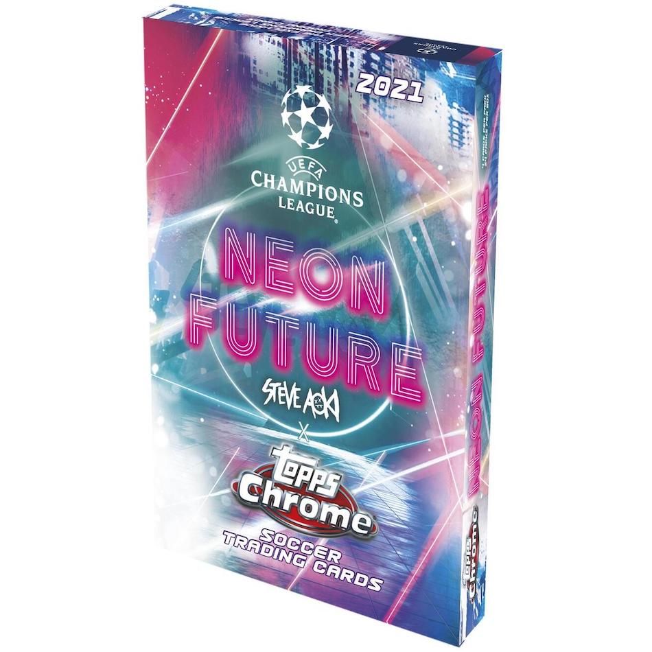 2021 Topps Chrome X Steve Aoki UEFA Champions League Neon Future Soccer Cards Checklist box