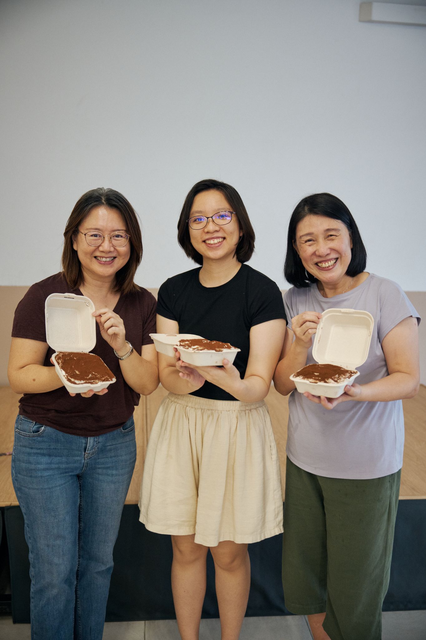 Church members presenting food