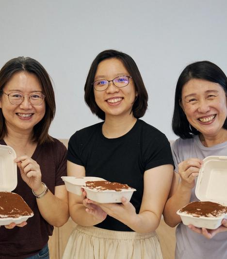 Church members presenting food
