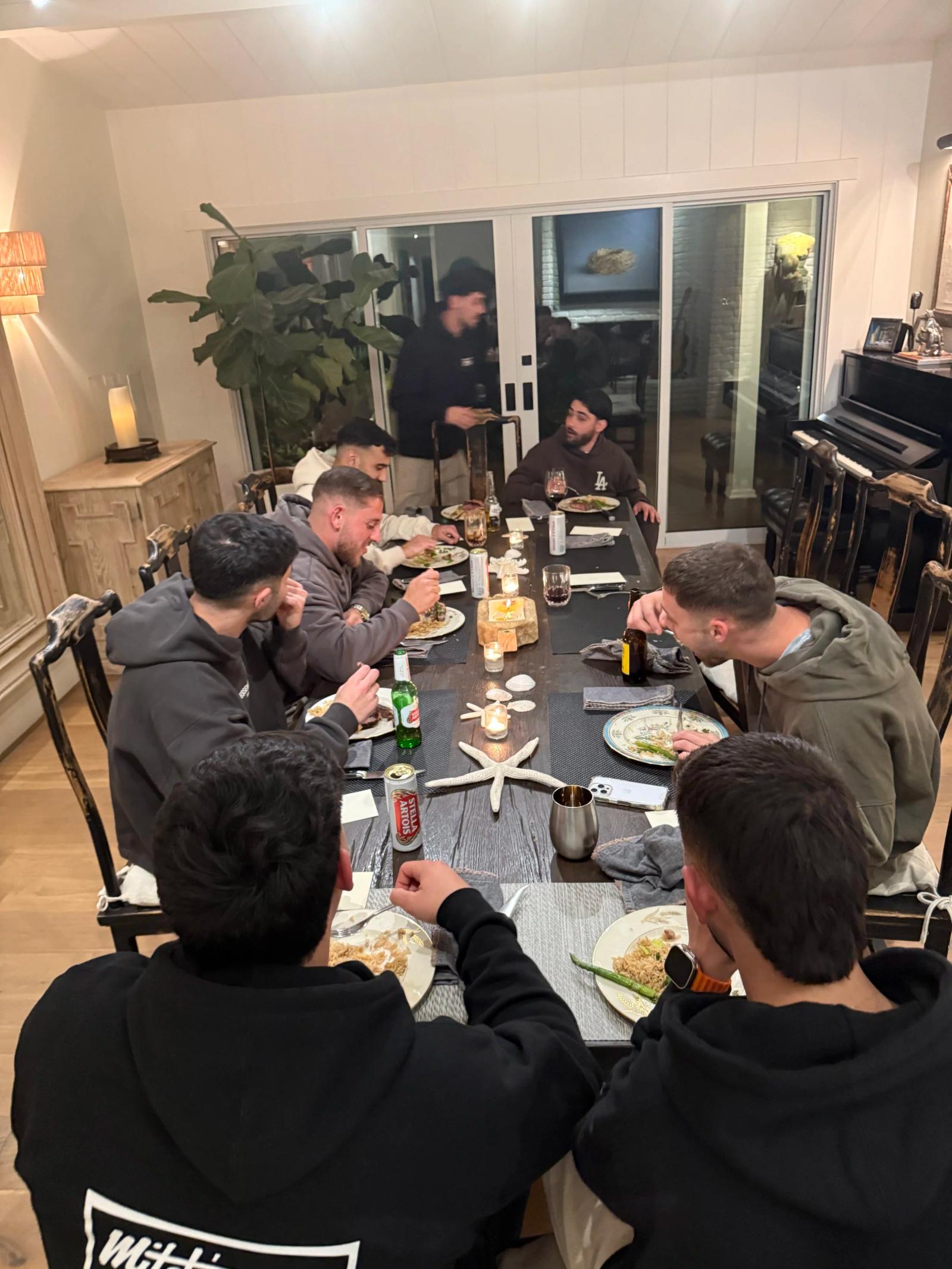 Eating dinner together