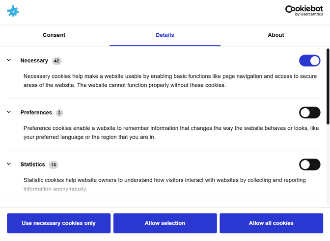 Cookie consent panel