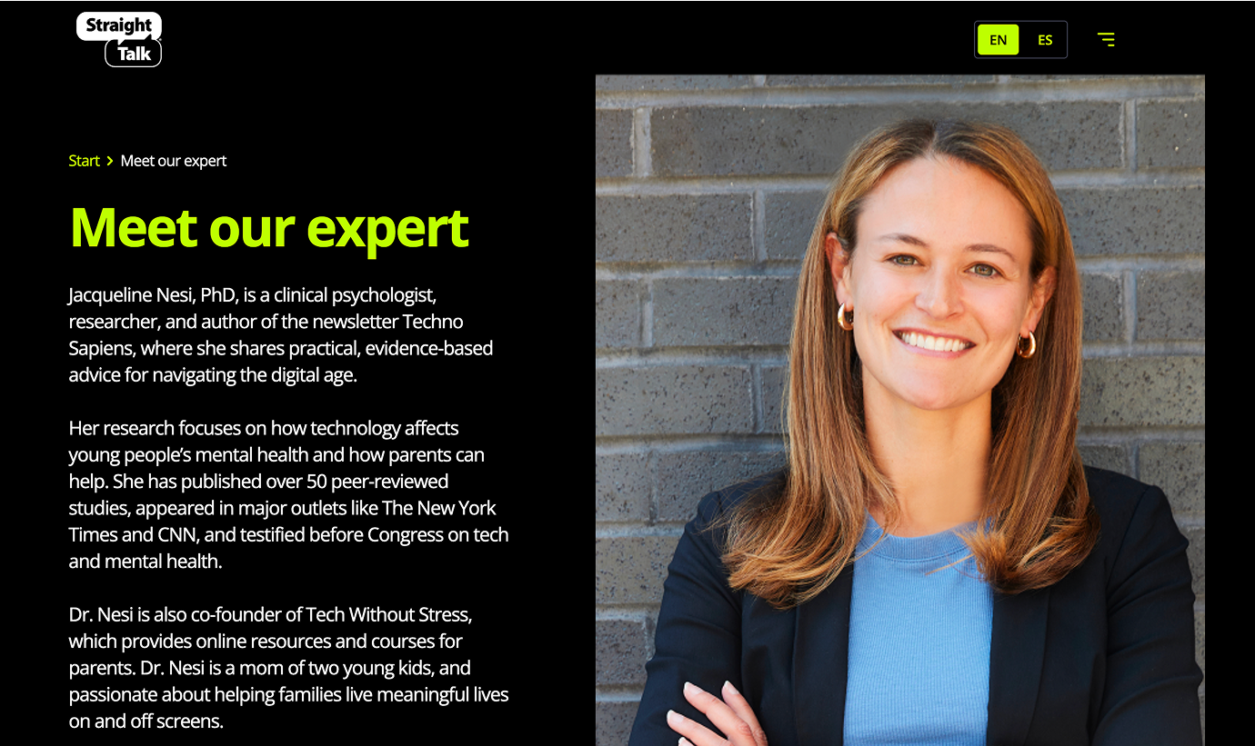 A screenshot of the Meet our Expert page from the StraightTalk website