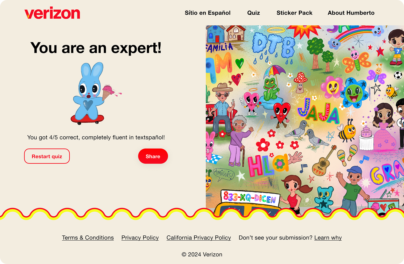 A screenshot of a quiz results page