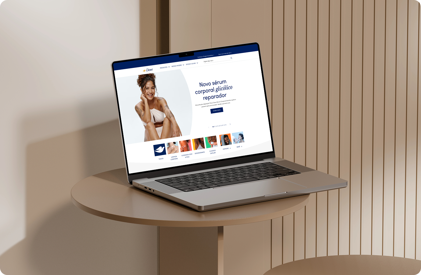 Laptop screen depicting Dove's Brazil homepage