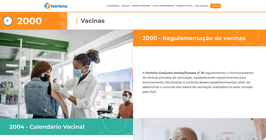 Screenshot of Interfarma's page about vacines