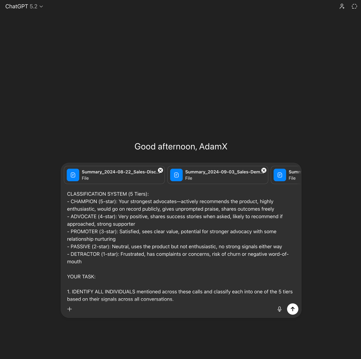 Uploading summaries to ChatGPT for consolidation