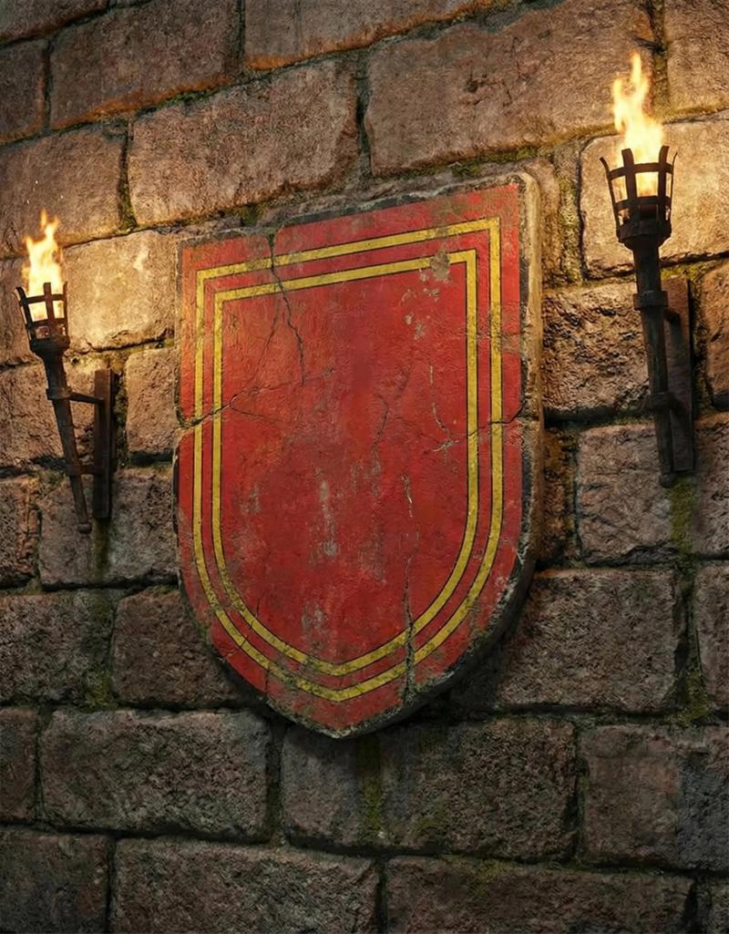 Escudo de Armas oficial del apellido Camarillo: campo rojo con dos trechores de oro.