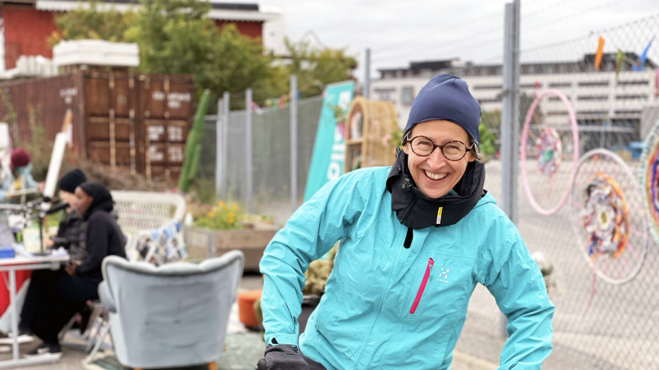 Christina Salmhofer på Parking Day i Frihamnen