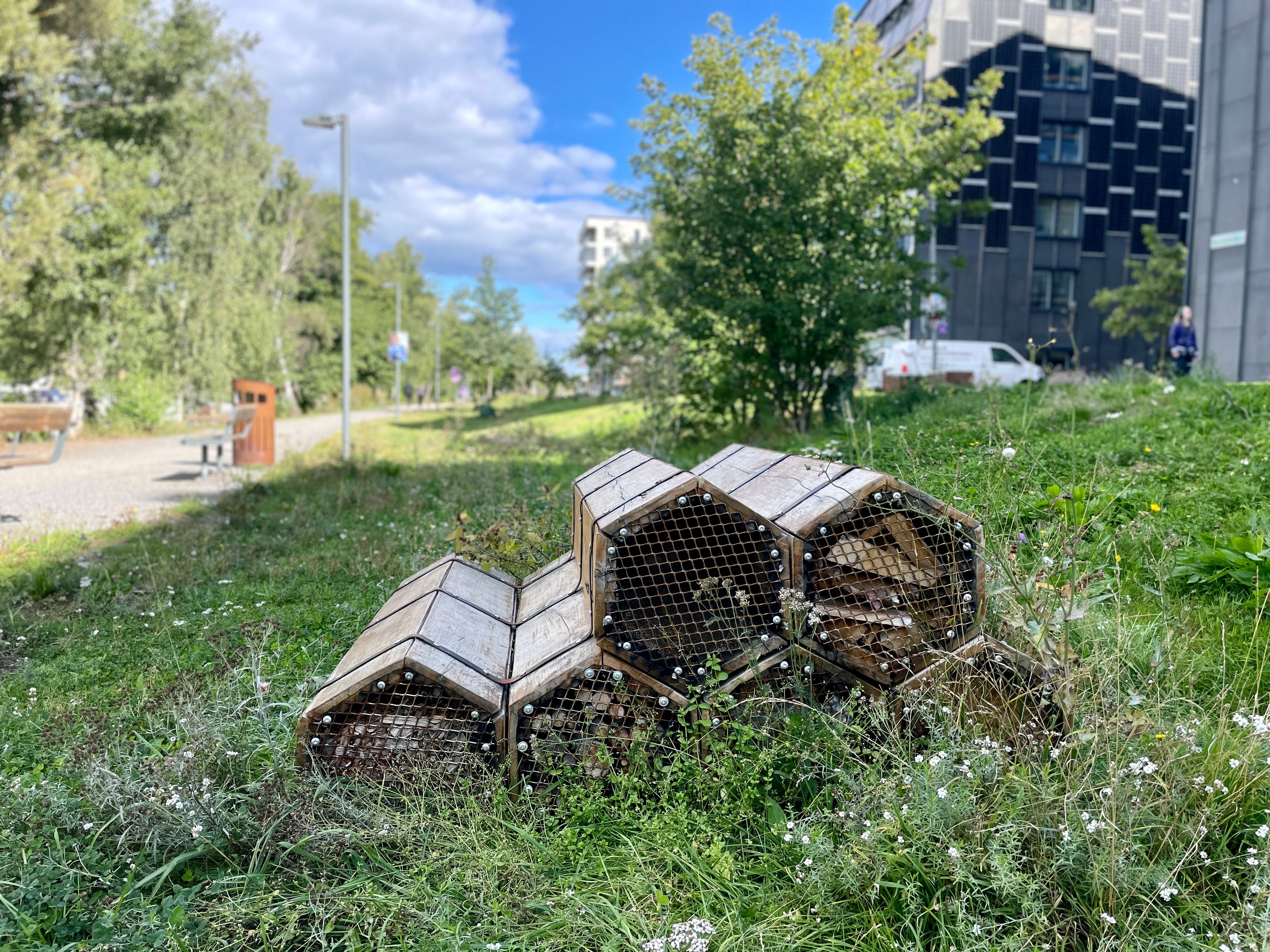 Mulmholk på gräsmatta