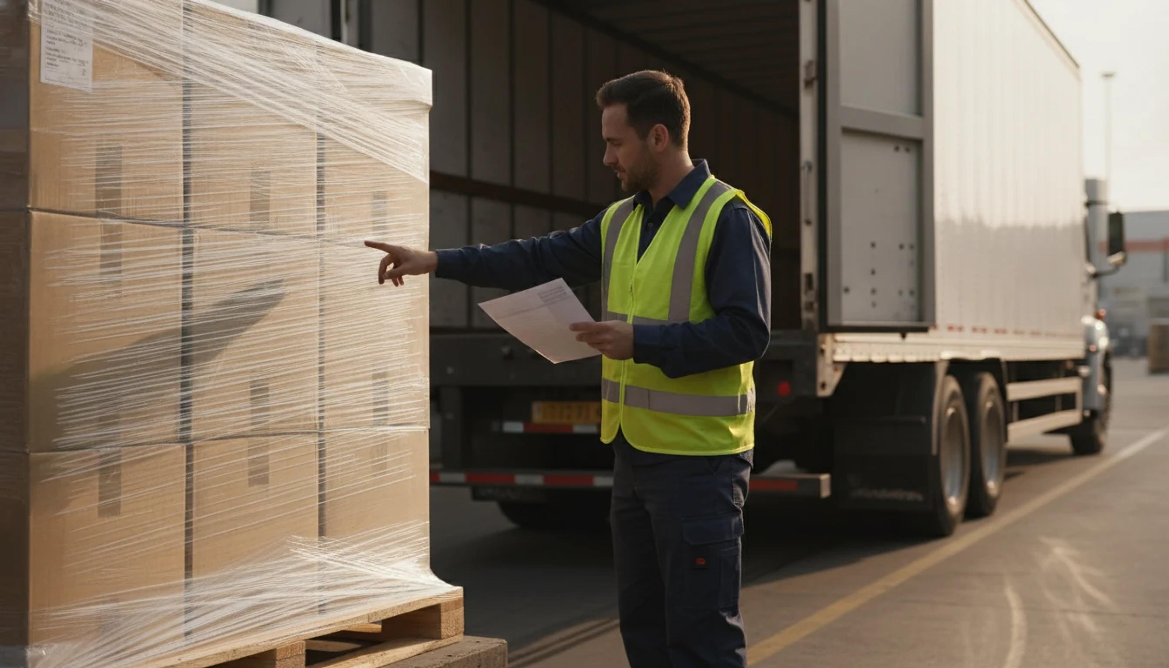 Freight paperwork at a commercial loading dock. Accurate accessorial declarations at BOL creation prevent expensive reconsignment charges downstream.