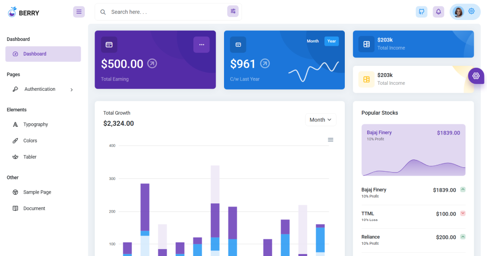 Berry Free Angular Admin Dashboard Template