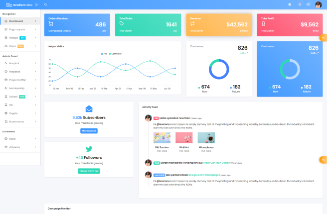 image of Gradient Able React Dashboard