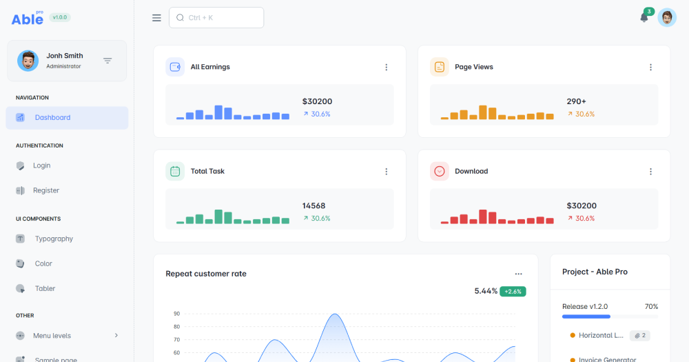 Able Pro Free Bootstrap Admin Template