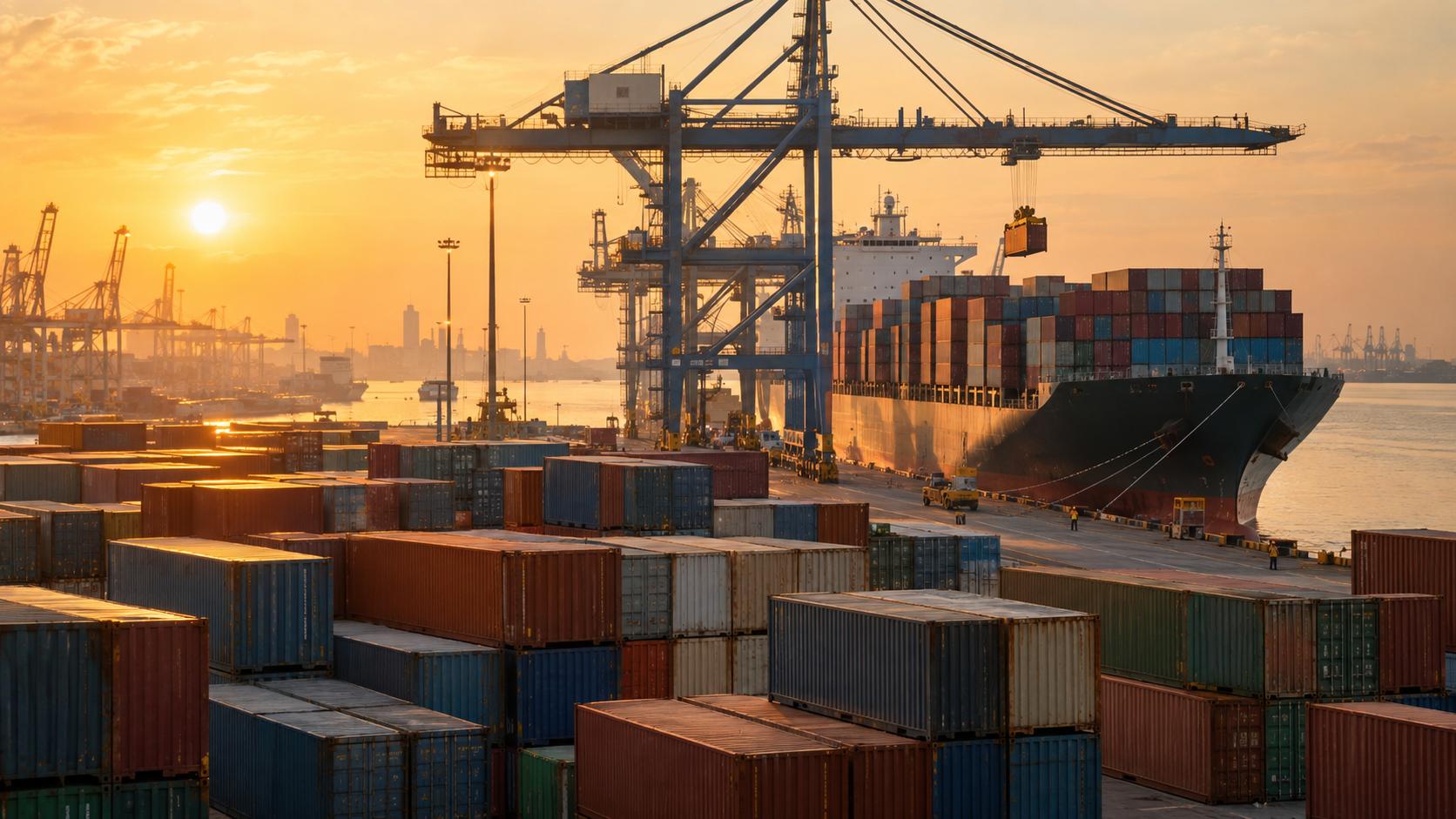 golden-hour-container-port-shipping