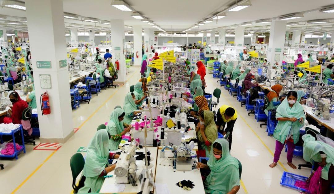 Sewing lines running inside a Bangladeshi garment factory