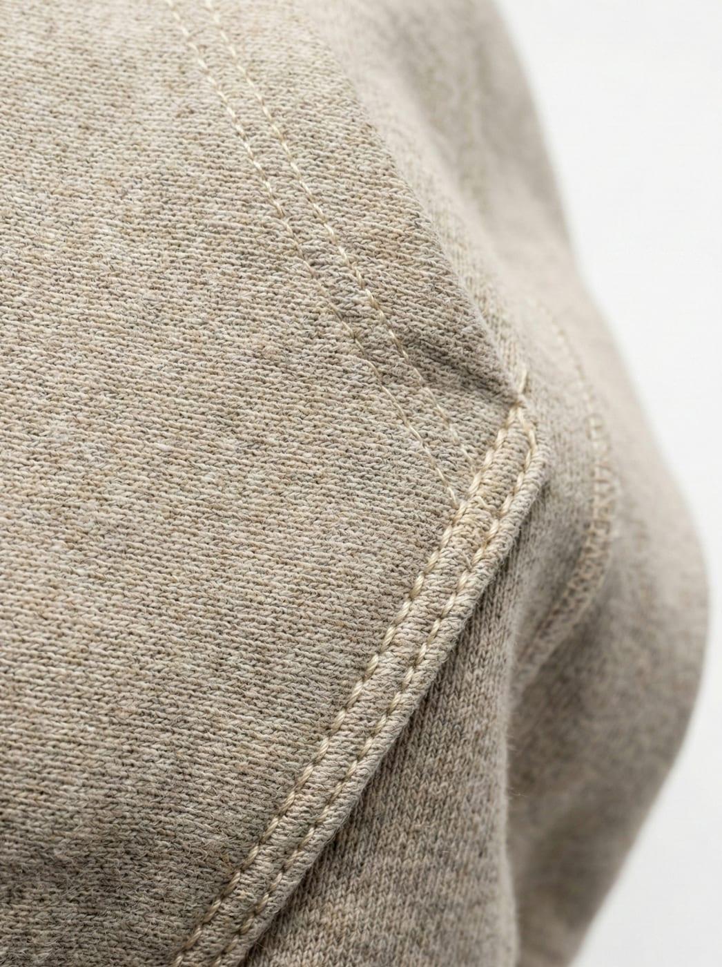 Close-up of a raglan seam on loopback terry