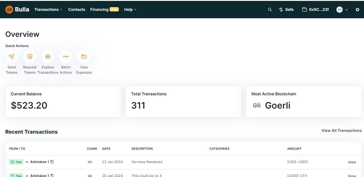 The client's dashboard will show the transaction automatically.